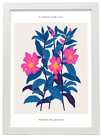 Nacnic Nerium Oleander Poster art, Size A3 White frame. Botanical style Print for the decoration of living room walls, bedrooms, offices...