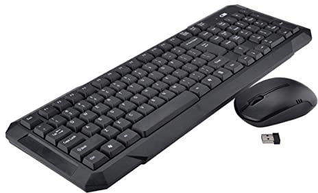 Combo de Teclado y Ratón Inalámbricos 2.4g de ABS Negro | para Hogar, Suspensión Automática, Receptor Compartido, Ahorro Inteligente de Energía, Oficina y Escuela