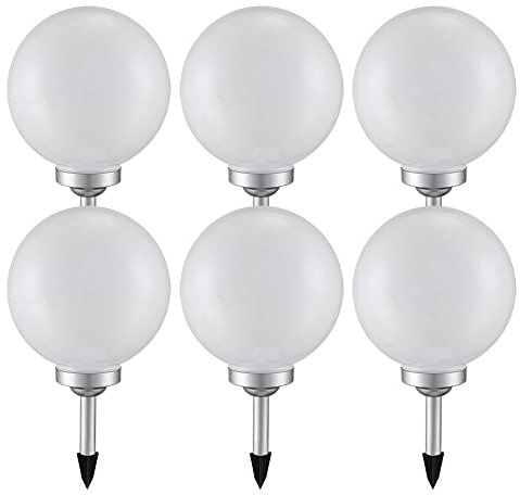 etc-shop Solarleuchte Kugel Garten Kugelleuchte Solar LED Gartendeko Solarkugel für Außen 25 cm, Leuchtdauer ca. 6-8 Stunden, H 65 cm, 6er Set
