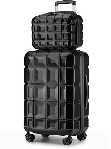 KONO Gepäck-Sets Kofferset 2 Teilig Mittelgroß Koffer mit Beautycase (62cm+Kosmetikkoffer, Schwarz)