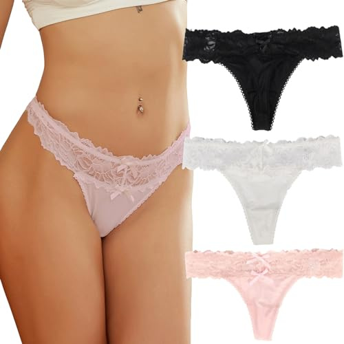 ohyeahlady Trosor för kvinnor, sexiga underkläder, stora storlekar, trosor, string, tanga, trosor, andas, underkläder, hipster, midjetrosa, Vit, XS-S