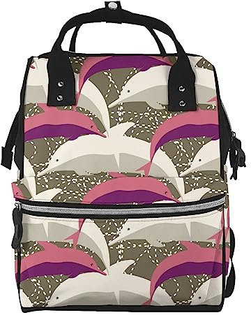 ARCOFF Delfine Muster Wickeltasche Windel Rucksack für Frauen Männer Mode Reisetaschen Casual Daypacks Rucksack, mehrfarbig, One size