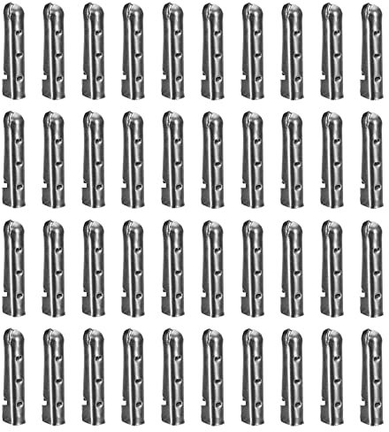 QUARKZMAN 40 st metall skosnören spetsar 3,2 x 16 mm mässing öppen mun skosnören huvud ersättning repspetsar för sportskor gör-det-själv reparation svart, svart, 3.2x16mm