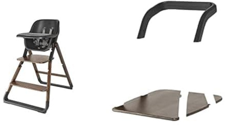 Ergobaby Evolve High Chair 3-in-1 Bundle, Ergonomischer Hochstuhl mit Babysitz und Tablett, einstellbarer Kinderstuhl-Funktion und Küchenturm-Aufsatz, ab 6 Monaten bis ca. 7 Jahren, Dark Wood