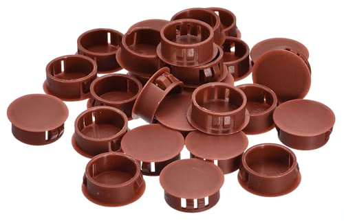 QUARKZMAN Abdeckkappen für Bohrlöcher 25mm (63/64), 26 Stück Flache runde Putzdeckel für Steckdosen zum Verschließen von Möbeln, rote Blindstopfen Abdeckkappen Verschlusskappen für Platten