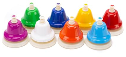 CeleMoon Schreibtischglocken für Kinder – buntes Metall-Handglocken-Set mit 8 Tönen und Griff – pädagogisches Lehr- und Lerninstrumente für Kinder – Geschenk Musikspielzeug für Kinder, Kleinkinder
