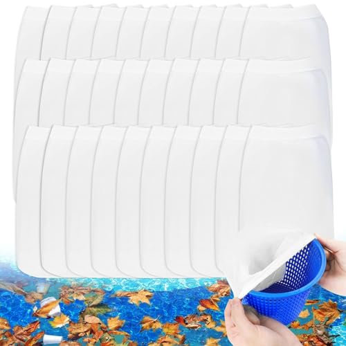 Voarge 30 Pièces Skimmer socken,Filtres en Tissu de Nylon Élastique,Te Chaussettes Skimmer Reutilisable pour Peuvent Emprisonner Pollen, Feuilles,Cheveux