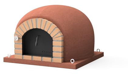 MOVELAR - Holzofen für den Außenbereich, Modell STROMBOLI (Bordeaux - 80 x 80 x 72 cm) – isoliert mit Kork und 3 Keramikmatten, für authentische Holzofenpizza