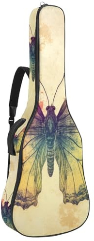 Gitarrentasche, schöner Koffer für 40/41/42 Zoll Akustikgitarre, effiziente Aufbewahrung mit wasserdichtem Design, Grünes Herz-Lackmuster, Mehrfarbig Nr. 08, 42.9x16.9x4.7 in, Gitarrentasche