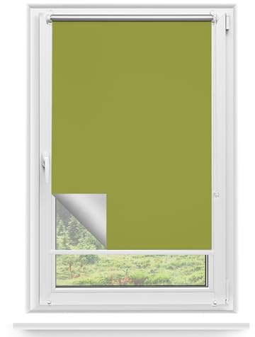 Rettika Verdunkelungsrollo ohne Bohren, für Fenster, Breite 130 cm, Höhe 220 cm, Grün Farbe, Klemmfix Montage, Jalousien Fenster, Fenster rollos für innen, Klemmrollo