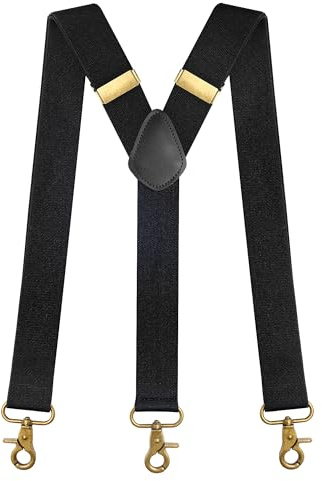 Hosenträger für Herren Extra Stark mit 3 Metall-Drehhaken Haken, 3,5 cm breit Einstellbar und Elastisch, Verbesserten Hosenträger für Arbeitshose Motorradhose für Damen Herren Einheitsgröße, Y Style