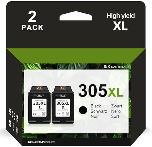 305XL Druckerpatronen für HP 305 Ersatz für HP 305 Druckerpatronen für HP DeskJet 2710e 2820 2821 2821e 4110e Deskjet Plus 4100 4200 4220 4220e Envy 6000 6010e 6020e Envy Pro 6400 6420(2 Schwarz)