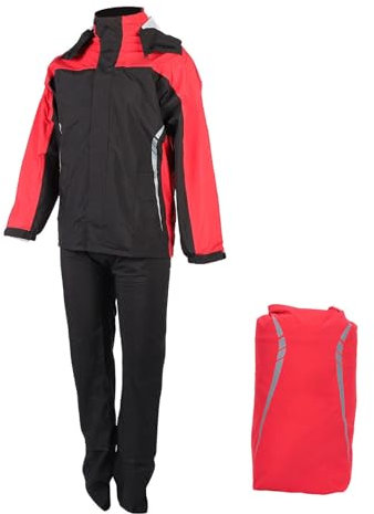 Fockety Tuta Antipioggia Moto, Abbigliamento Antipioggia Moto Impermeabile in 2 Pezzi per Uomo e Donna, Giacca Antipioggia Leggera e Traspirante e Pantaloni per Pesca All'Aperto (L)