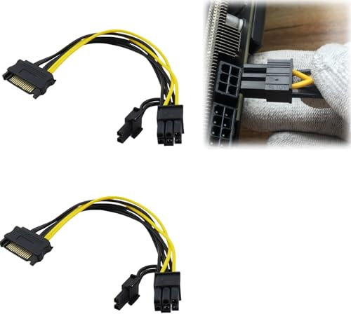 Sata Power Cable,Sata Cables,15 Pin to 8 Pin (6+2 Pin) Graphics Card,Sata Power Splitter,Power Splitter Cable,Sata Cable Express Graphics,Power Supply Cable,Video Card Power Cable Adapter(2Pack, 20cm)