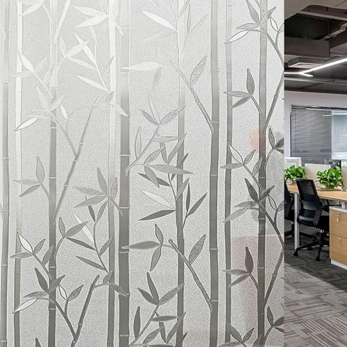 Milchglasfolie Statisch Haftend 105 x 200 cm Verdunkelungsfolie Blickdicht Glasfolie Statisch Haftend, Kein Kleber, Blickdicht, Wiederverwendbar, für Zuhause, Bambus