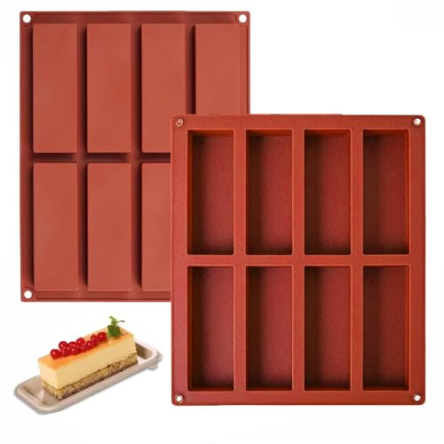 Zewtyor Müsliriegel Backform, 2 Stück Silikonform Rechteckig, Silikonformen Backen mit 8 Mulden, Schokoladenform Silikon, Zur Herstellung von Schokoriegeln, Muffins, Brownies und Käsekuchen