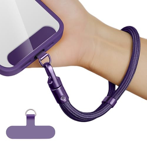 AOKSUNOVA Collana per cellulare viola corta, cinturino da polso, cordino corto, cinturino per cellulare, da polso, viola scuro