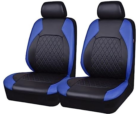 Fundas Asientos Coche Cubierta de protección de cojín de asiento de automóvil universal Four Seasons Cubierta de asiento de automóvil cómoda Interior de automóvil de cuero。 Cojín Asiento(Azul)