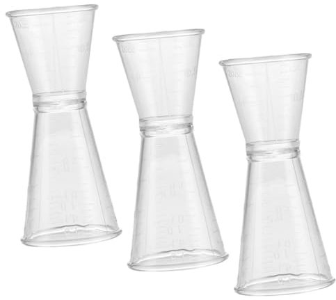 Mikinona Lot de 3 Tasses à Mesurer Double-face en Plastique, Haute Dureté, pour Restaurants et Ktv, Doseurs Précis pour Cocktails et Boissons