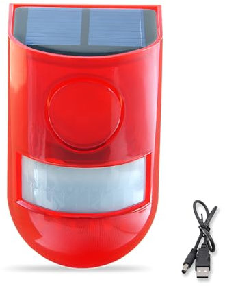 SYFUNLV Solar Alarm Licht,Wasserfest Bewegungsmelder,129dB Laut Sicherheit Alarmanlage,Aufladung Ton/Licht-Sensor mit USB,fur Abwehr Von Füchsen, Katzen, Hunden und Bären