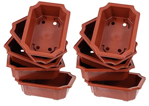 iplusmile Set Da 10 Vasi Da Fiori Bonsai Rettangolari in Plastica Rossa, Contenitori Leggeri Per Piante Succulente e Piante Da Interno, Vasi Pratici Per Giardino e Ufficio Stile Vintage