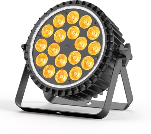 Rtktoup RGBW Faretto Par LED, 180W Luci da Palcoscenico DMX512 Auto Strobo con RGB Luce Ausiliaria, Luci da Discoteca per Feste Bar DJ Matrimoni Halloween Natale