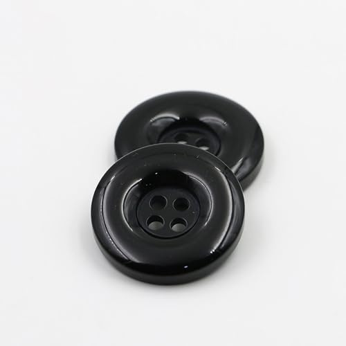 20 edle Kunststoffknöpfe 18mm schwarz rund Vierlochknöpfe a 2mm je Loch - 4-Loch-Knöpfe zum basteln nähen annähen Bastelknöpfe