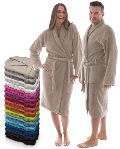 LEBENGOOD Albornoz Hombre 100% Algodón OEKO-TEX, Toalla Rizo Americano 450 gsm, Albornoces Juveniles, Ducha, Piscina, Bata Baño, Unisex,Mujer, Tallas S M L XL XXL 3XL (XL, Arena)