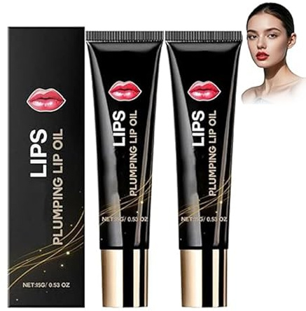 2 Stück Elycura Lip Booster Serum, Elycura Lip Oil Plumper, Kollagen Lippenbooster Serum, Hyaluronsäure Lippenpflege Öl, Feuchtigkeitsspendendes Lippenöl, Anhebung, Hydratisierung & Faltenglättung