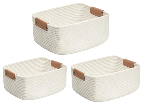 Cestino Portaoggetti, Design Elegante E Moderno, 3 Pezzi, Contenitori Per Ripiani, Cestino In Corda Di Cotone, Leggero E Facile Da Spostare, Per Scaffali, Comodini, Scrivanie, Bagni, Camerette O Soggi