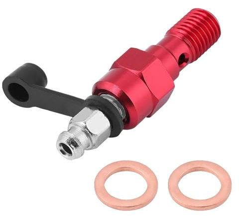 M10x1.0mm Motorrad Hauptbremszylinder Bremssattel Entlüftungsschraube Nippel Hohlschraube und Staubkappe(Red)