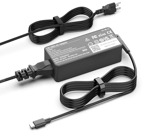 90W USB C Laptop Charger Compatible with Lenovo Thinkpad/Yoga, Dell Chromebook/Latitude/XPS, HP, Asus, Samsung, Acer, Google Type C Laptop Power Supply Cord