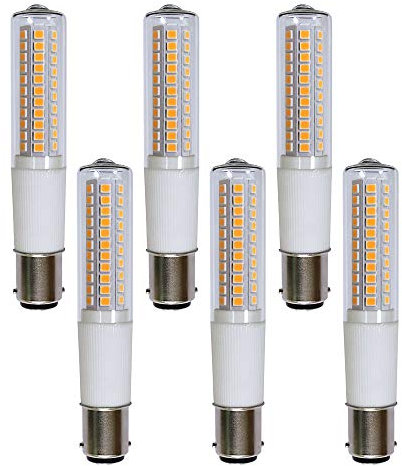 1 x ampoule LED T18 8 W = 65 W/8,5 W = 80 W B15d - Blanc chaud - 3000 K - Intensité variable à 360° - Non variable, Intensité variable., Lot de 6, B15d