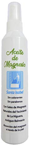 Aceite de Magnesio, Santa Isabel, con sales de Magnesio Naturales del Antiguo Balneario, del Yacimiento de La Higuera (España)
