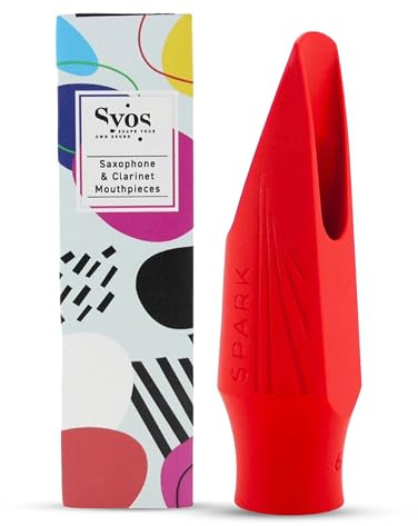 Syos Tenor Saxophone Mouthpiece, Spark Model, 7 Tip Opening, Carmine Red, Improve the Sound of your Sax with this Easy-To-Play, Bright and Powerful Tenor Sax Mouthpiece