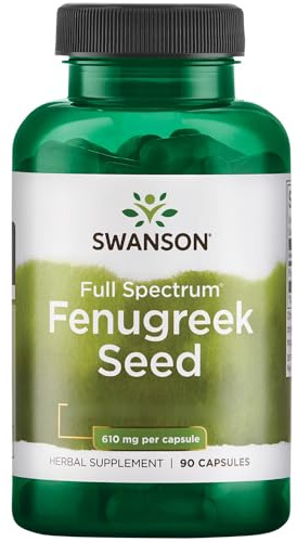 Swanson, Full Spectrum Fenugreek Seed (Semi di Fieno Greco), 610mg, 90 Capsule, Alta Dose, Testato in Laboratorio, Senza Soia, Senza Glutine, non OGM