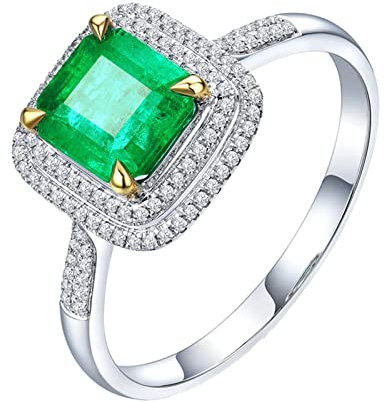 Dsnyu 750 Weißgold Vintage Eheringe 1.2ct Labor Erstellt Smaragd Moissanite Vorsteckring Weißgold 52 (16.6)