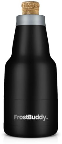 Frost Buddy Chubby Buddy - Mexican Beer Bottle Cooler - Stainless Steel Double Wall Vacuum Insulated compatible with Mexican Beers (Black)