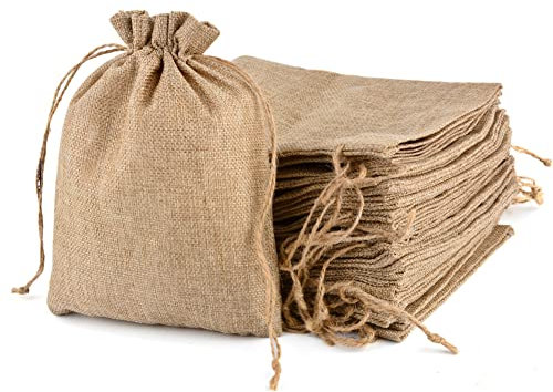 25 pezzi Borsa di tela di lino,20 * 30cm sacchetti regalo traspiranti con coulisse di imballaggio, sacchi di iuta per matrimonio, festa, compleanno, artigianato fai da te
