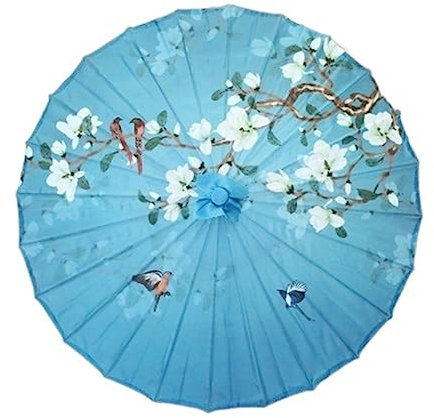 SSIMOO Tissu de soie Femmes Parapluie Fleurs de cerisier japonais Parapluie de danse antique Parapluie décoratif Style chinois Parapluie en papier à l'huile (Color : Blue van gogh)
