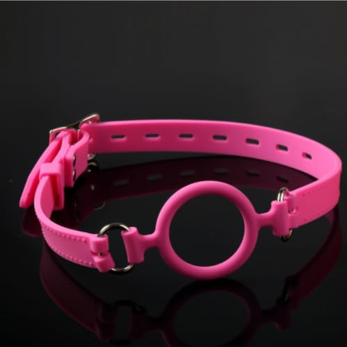 Vielretude Silikon O-Ring Mundknebel Bondage Fetisch Ball Knebel BDSM Oral Knebel Verstellbares erotisches Spielzeug (Rosa)