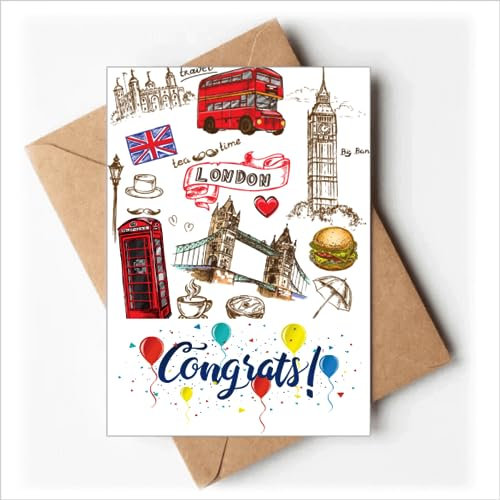 Herz Turm Bus Auto UK Hamburger Hochzeitskarten Glückwunsch Gruß Umschläge
