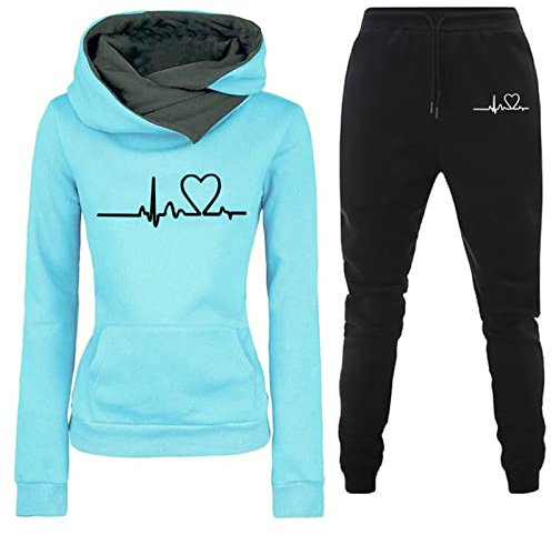 tsaChick Sweatshirt Jacke Damen Mit Kapuze Damen Mode Sport Lässig Jacke Hose Mit Kapuze Sweatshirt Top Hose Set Damen Kleider Sommer Damen Longshirt Für Leggings Jumpsuits Für Damen Elegant S-3XL