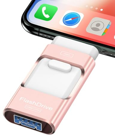 Chiavetta USB per iPhone da 512 GB, chiavetta USB ad alta velocità, espansione di memoria esterna per iPhone/iPad/PC/laptop (rosa)