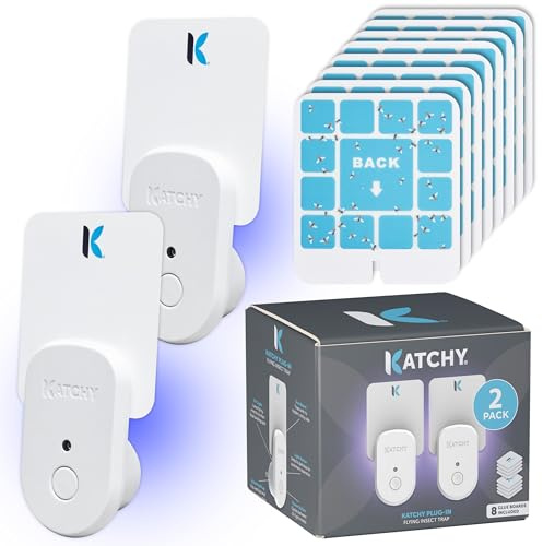 Katchy Plug-in Fly Trap Indoor – Blue Light Bug Catcher for Mosquito, Gnat, Fruit Fly & Small Moth – Chemical-Free & Eco-Friendly – All Indoor Areas: Kitchen, Living Room & Plants (2 Pack)