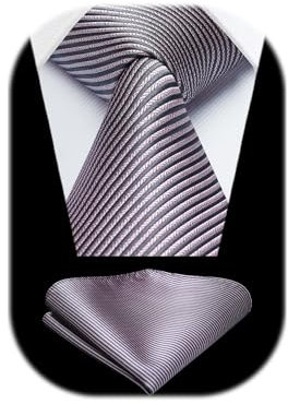 HISDERN Krawatte Herren Grau Hochzeit Krawatte mit Einstecktuch Set Klassische Formal Elegante Business Party