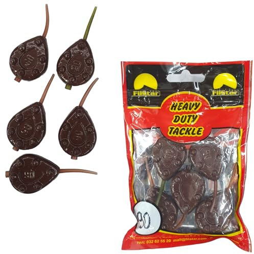 PRO FILSTAR Inline Gripper Grundblei Angeln Set 5 x 90g - Angeln Blei mit Anti Tangle Sleeve - Angel Bleie Set - Birnenblei - Blei Gewicht - Angelblei - Fishing Weights - Bleigewichte – Karpfenblei