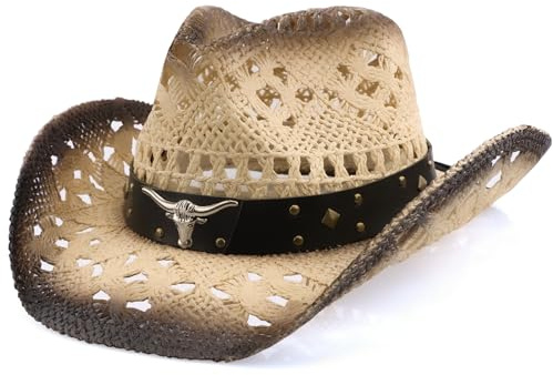 Cowboyhut, Cowgirl-Hut, Cowboyhut für Damen/Herren, formbare Krempe, Cowboyhut für Damen