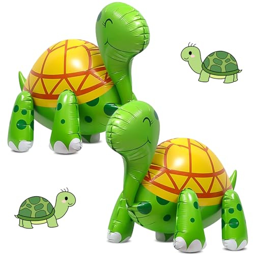 Schildkröte Luftballon,turtle Luftballon Airwalker Tier Ballon | 2 Stück XXL Walking Tier Folienballon Airwalker Folienballons,Luftballon schildkröten Kindergeburtstag Party Ballon Deko