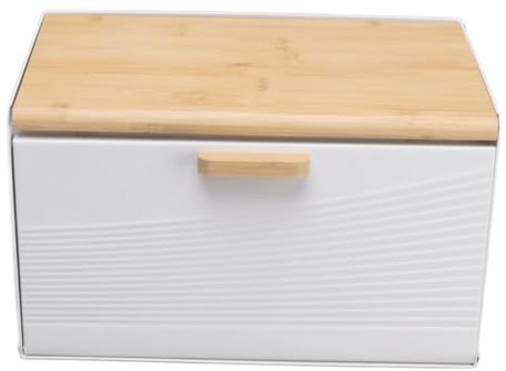 XHTLLO Portapane in Ferro con Coperchio Ribaltabile, Contenitore Trapezoidale Per Pane Per Cucina Ristorante, Elegante Pratico Accessorio da Cucina, Grande Capacità di Stoccaggio(Bianco)
